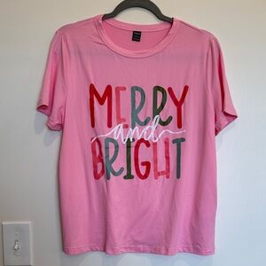 Shein Pink Crew Neck T-Shirt Size Large
